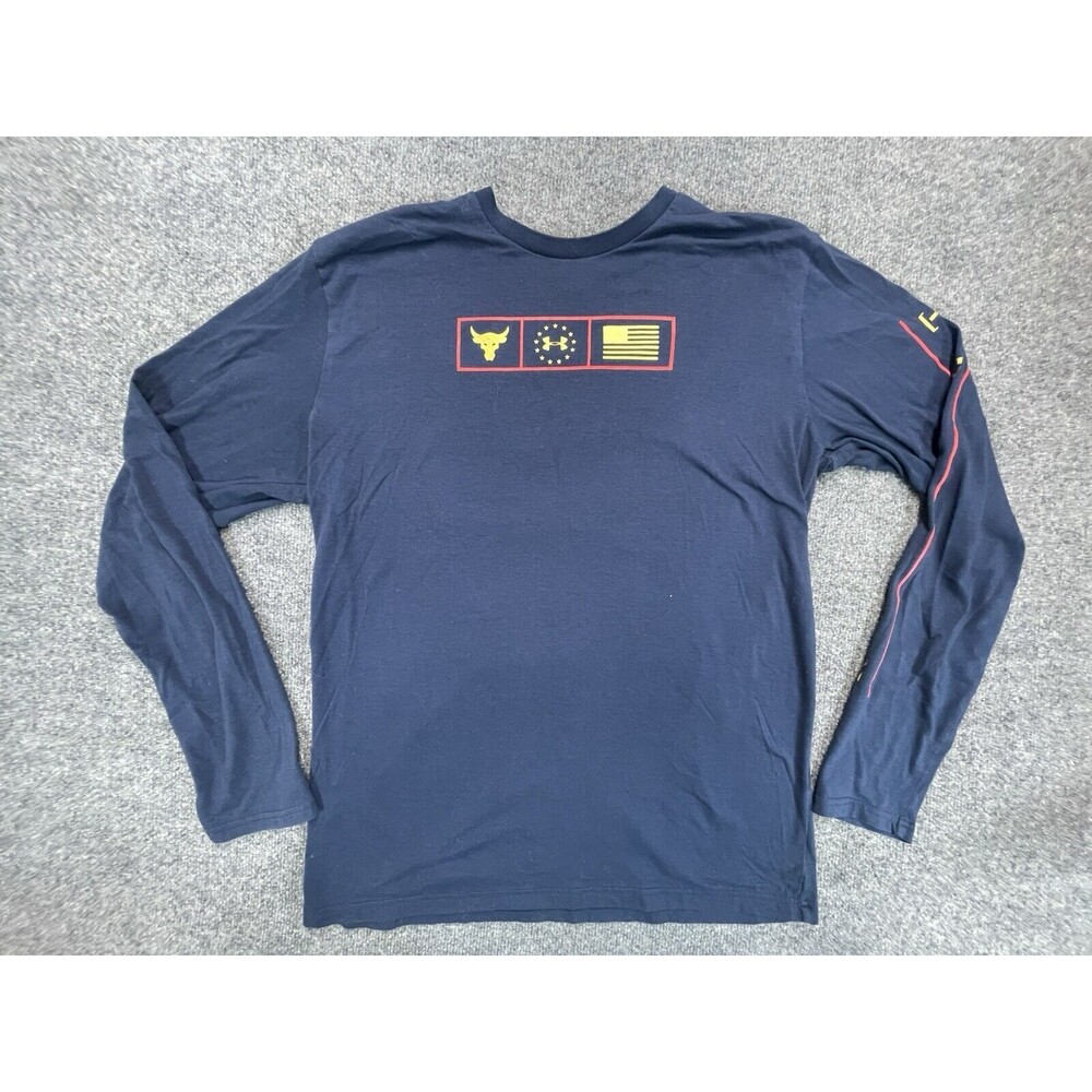 Under Armour Shirt Men’s L Large Blue Heat Loose USA Graphic Shirt Long Sleeve
